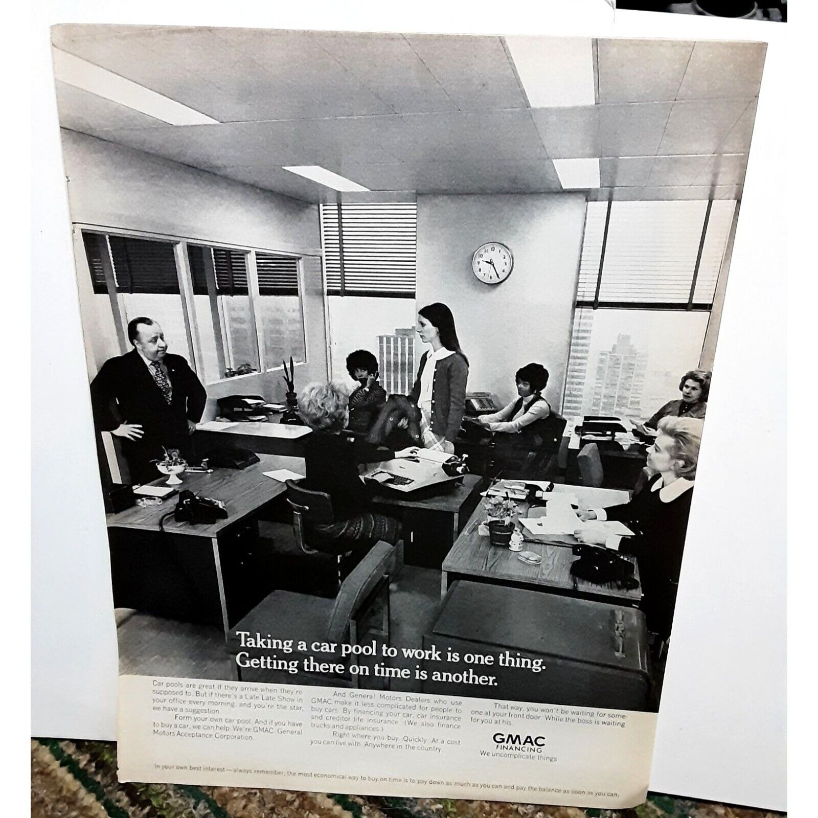 1972 GMAC insurance Office Workers Secretaries Print Ad vintage 70s