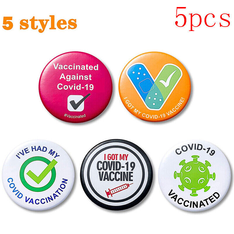 5 PCS Vaccinated Enamel Lapel Pins Badge I Got My Vaccine Buttons Pinback Pi Is