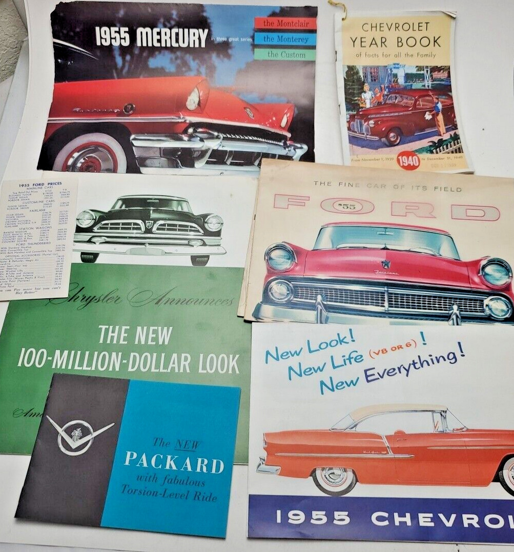 1955 Chrysler, Ford, Chevrolet, Packard & Mercury Sales Brochure Price Sheet etc