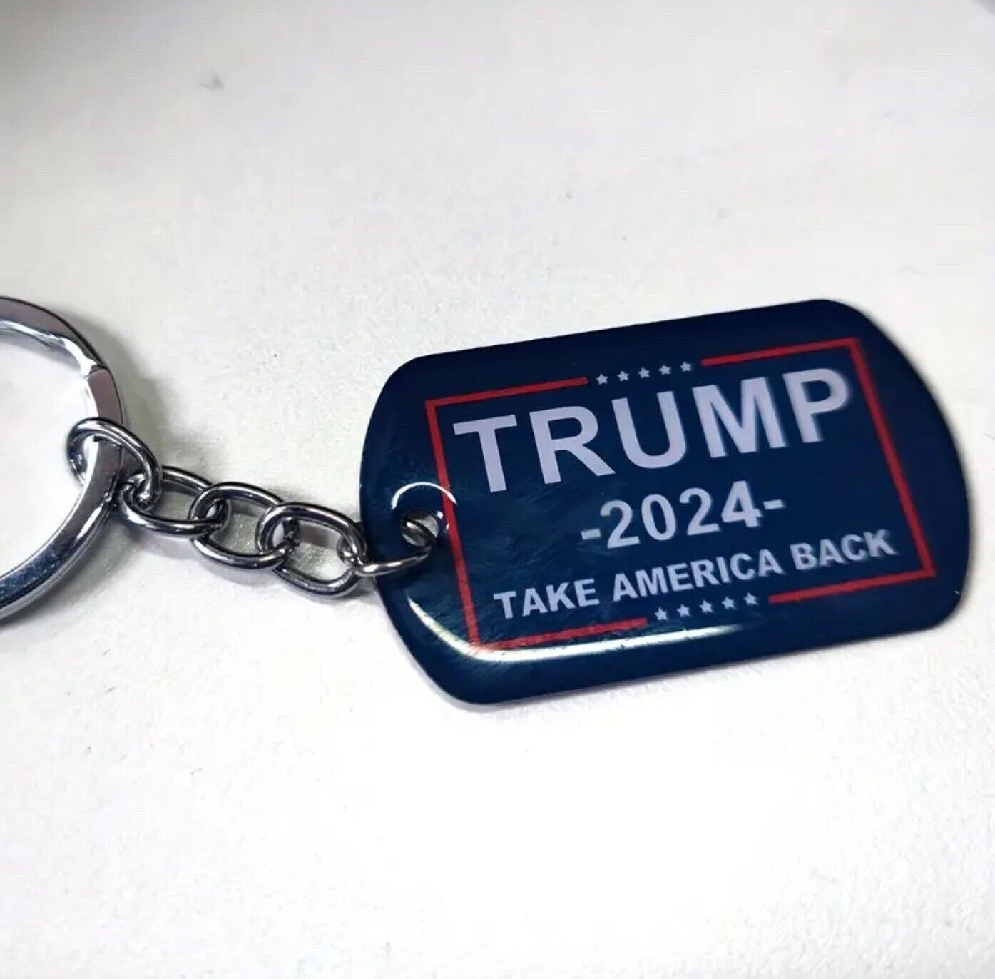 Trump 2024 Take America Back Patriotic MAGA Stainless Steel Keychain
