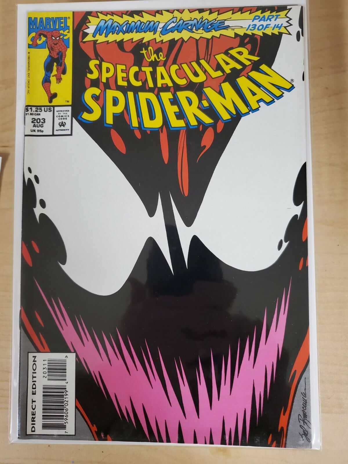 MARVEL COMICS SPECTACULAR SPIDER-MAN #203 VERY FINE & 1ST PRINT CARNAGE KEY