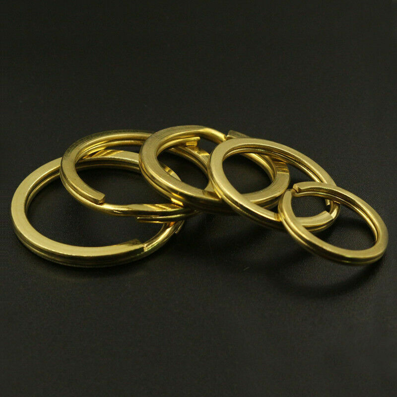 15mm -30mm 20-100pcs Flat Wire Solid Brass Split Rings Double Hoop Loop Key Ring