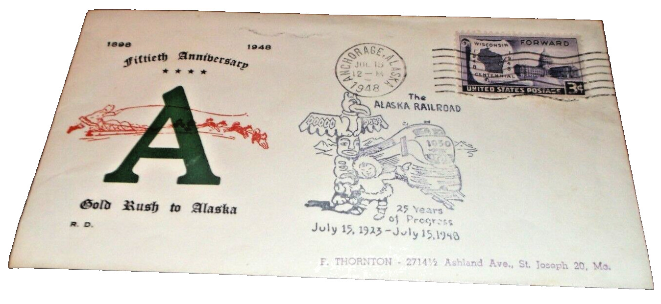 1948 ALASKA RAILROAD 25TH ANNIVERSARY SOUVENIR ENVELOPE