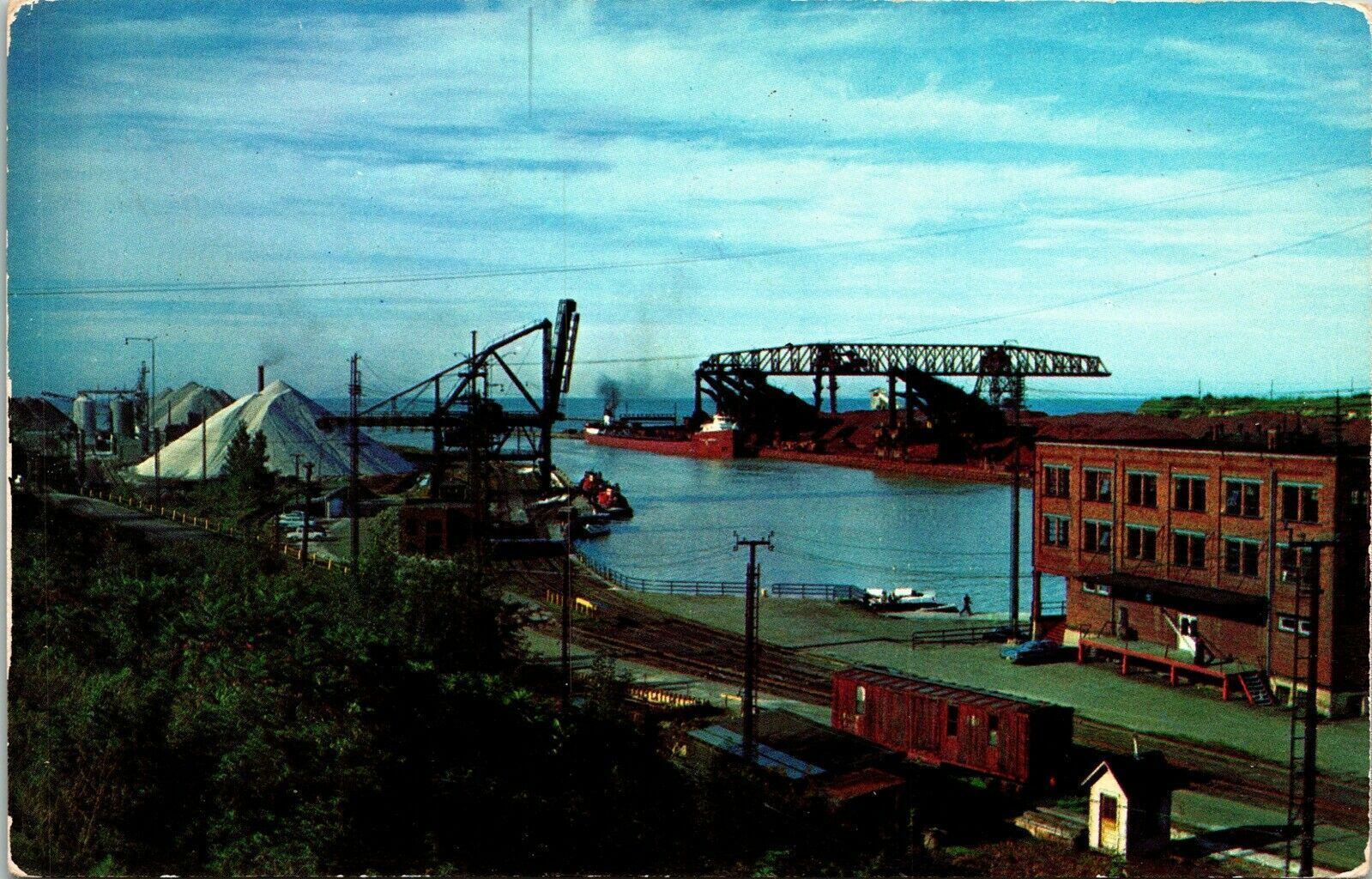 Conneaut Harbor Ohio Seen From Pittsburgh Dock Comp Vintage Postcard UNP Vtg DB