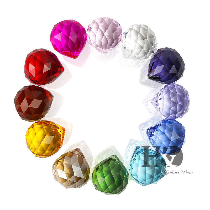 New 12pcs Rainbow Crystal Glass Ball Chandelier Prisms Pendants Parts Drops 20mm