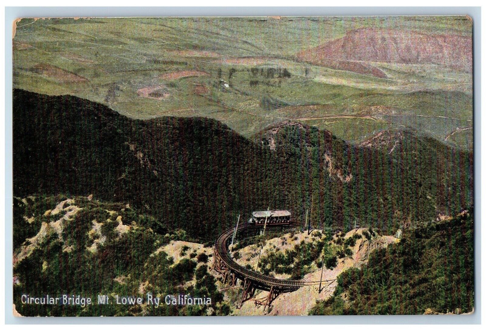 Mt. Lowe California Postcard Circular Bridge Exterior Rail 1909 Vintage Antique