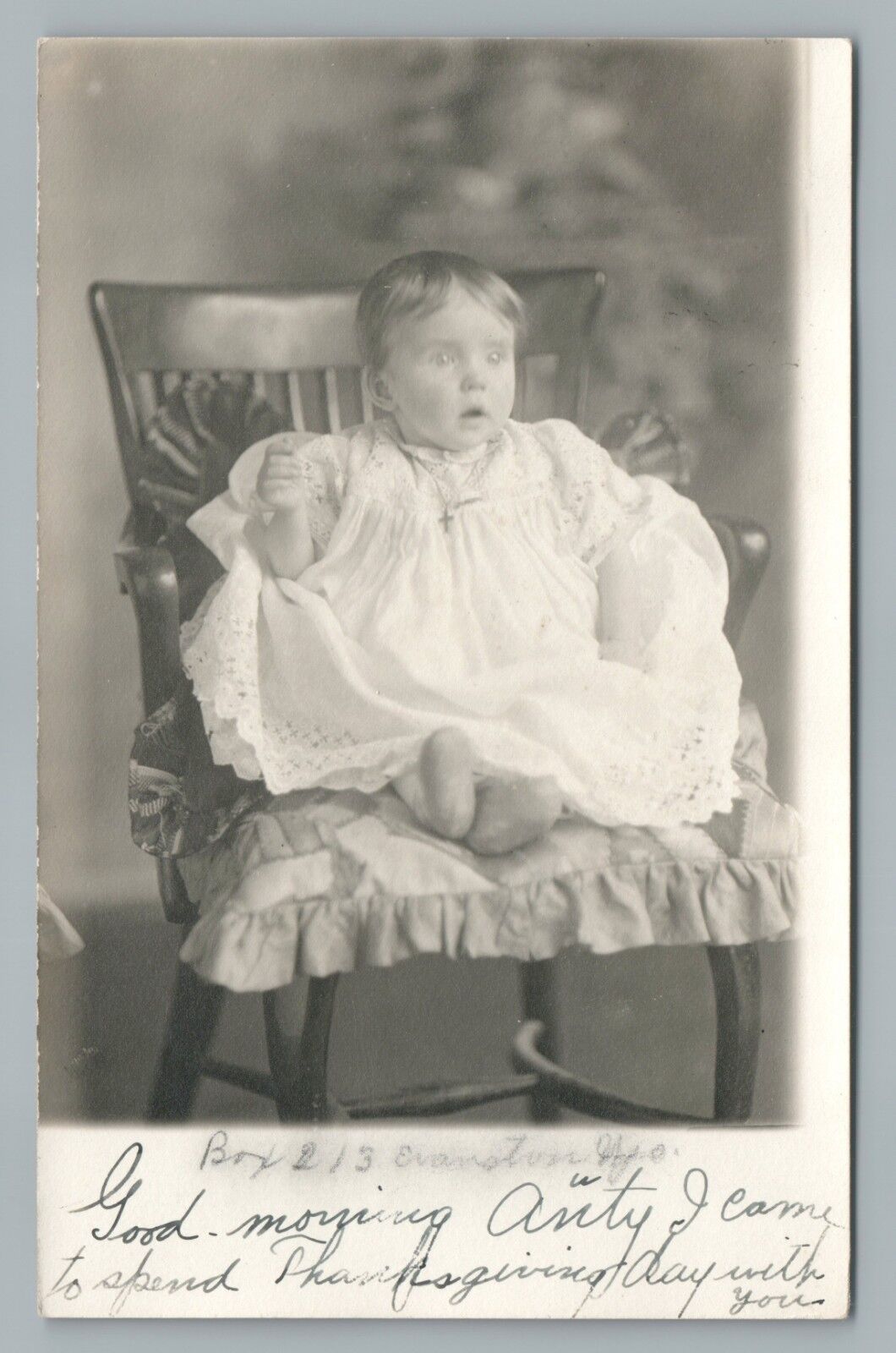 Started Toddler RPPC Evanston Wyoming—Cute Antique Photo Postcard 1909
