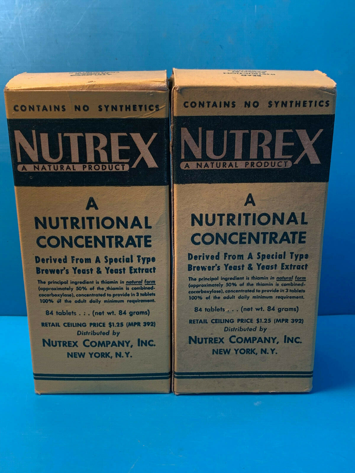 Vtg Nutrex A Nutritional Concentrate 84 Tablets Glass Bottles In Original Boxes 