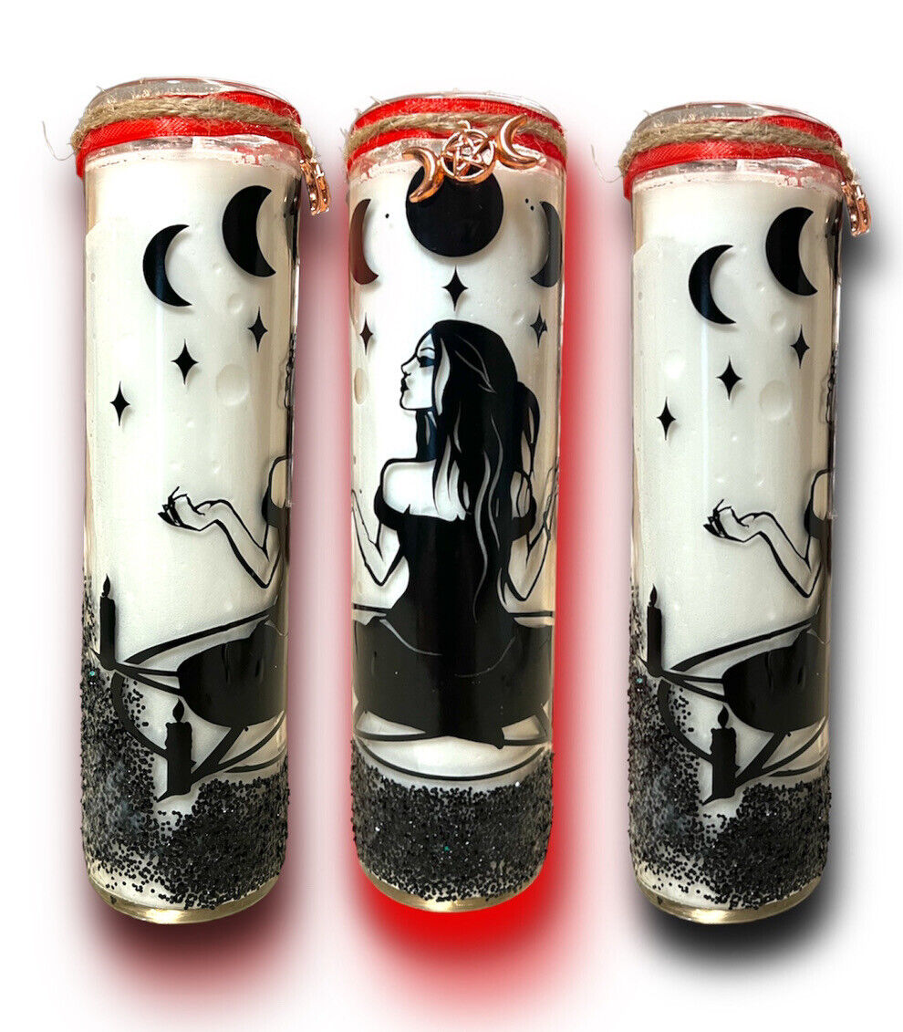 Spell Candle Triple Moon Goddess  Ritual Prayer Altar Decoration Wicca Pagan