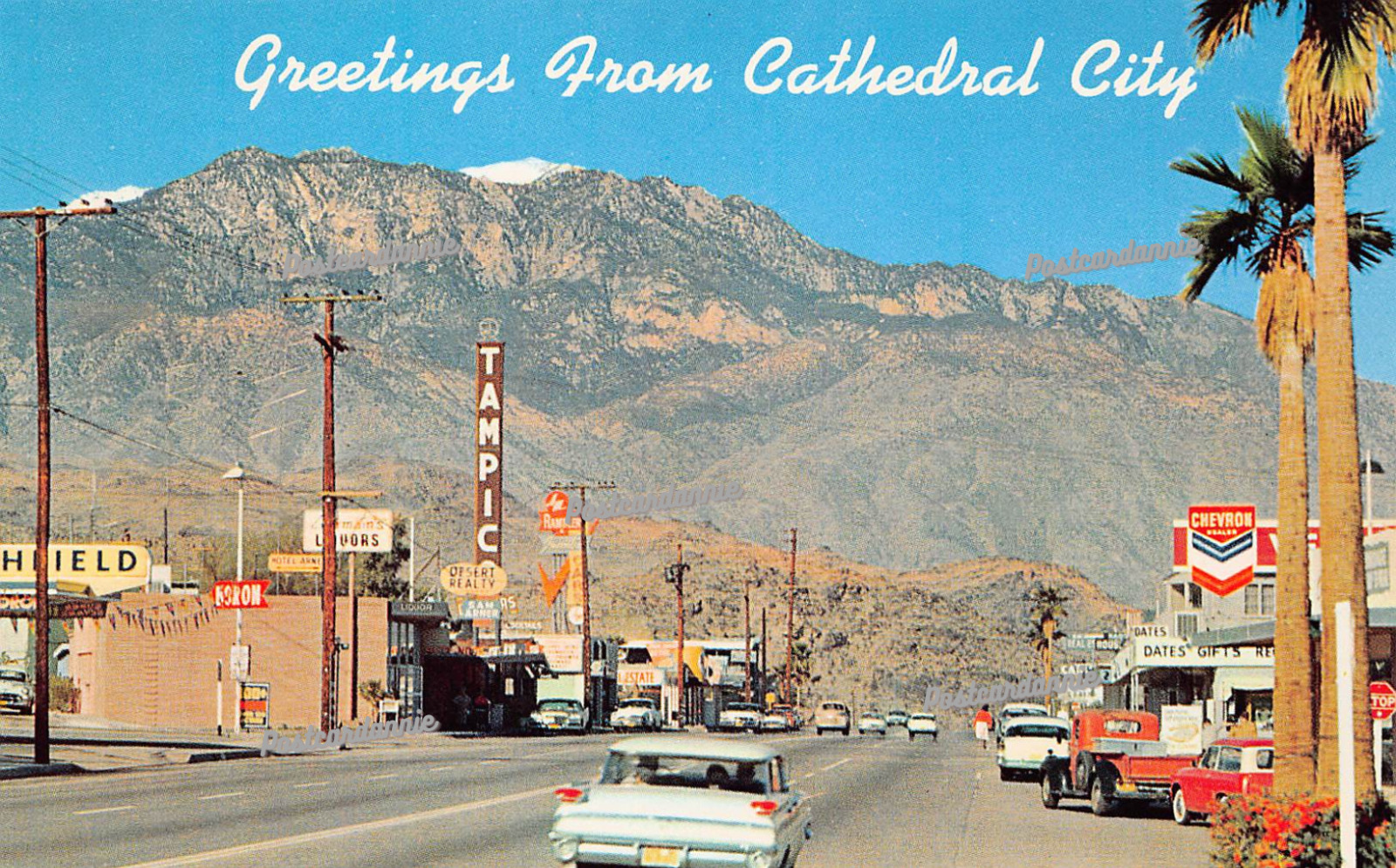 Cathedral City CA California Main Street Chevron Gas Station Vtg Postcard C26
