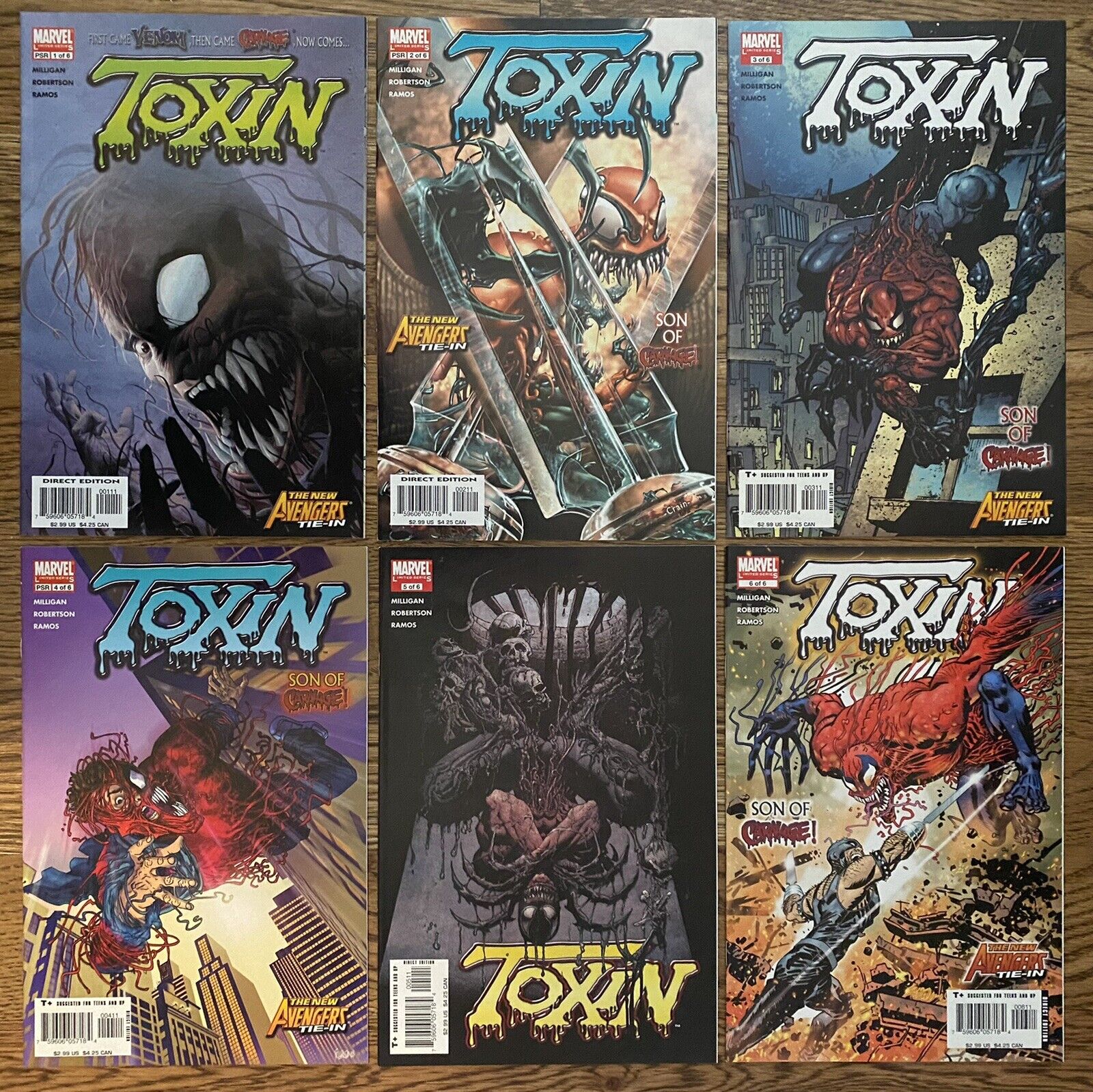 Toxin 1 2 3 4 5 6 Complete Set Run 1-6 (Marvel 2005) NM SON OF CARNAGE Venom