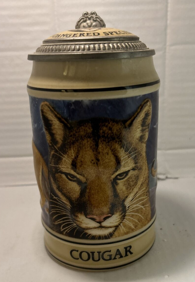 Vintage Budweiser Endangered Species Series Stein Cougar 1994  #42410