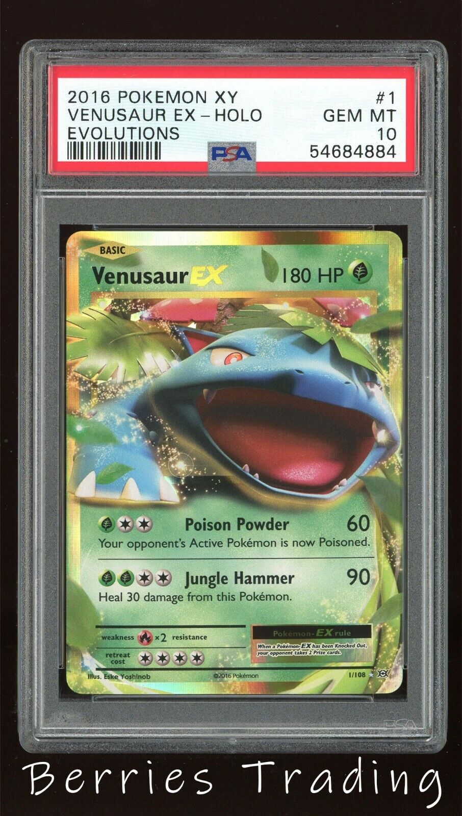 2016 Pokemon XY Venusaur Ex Holo PSA 10 Gem Mint Evolutions 1/108 Rare Card #1
