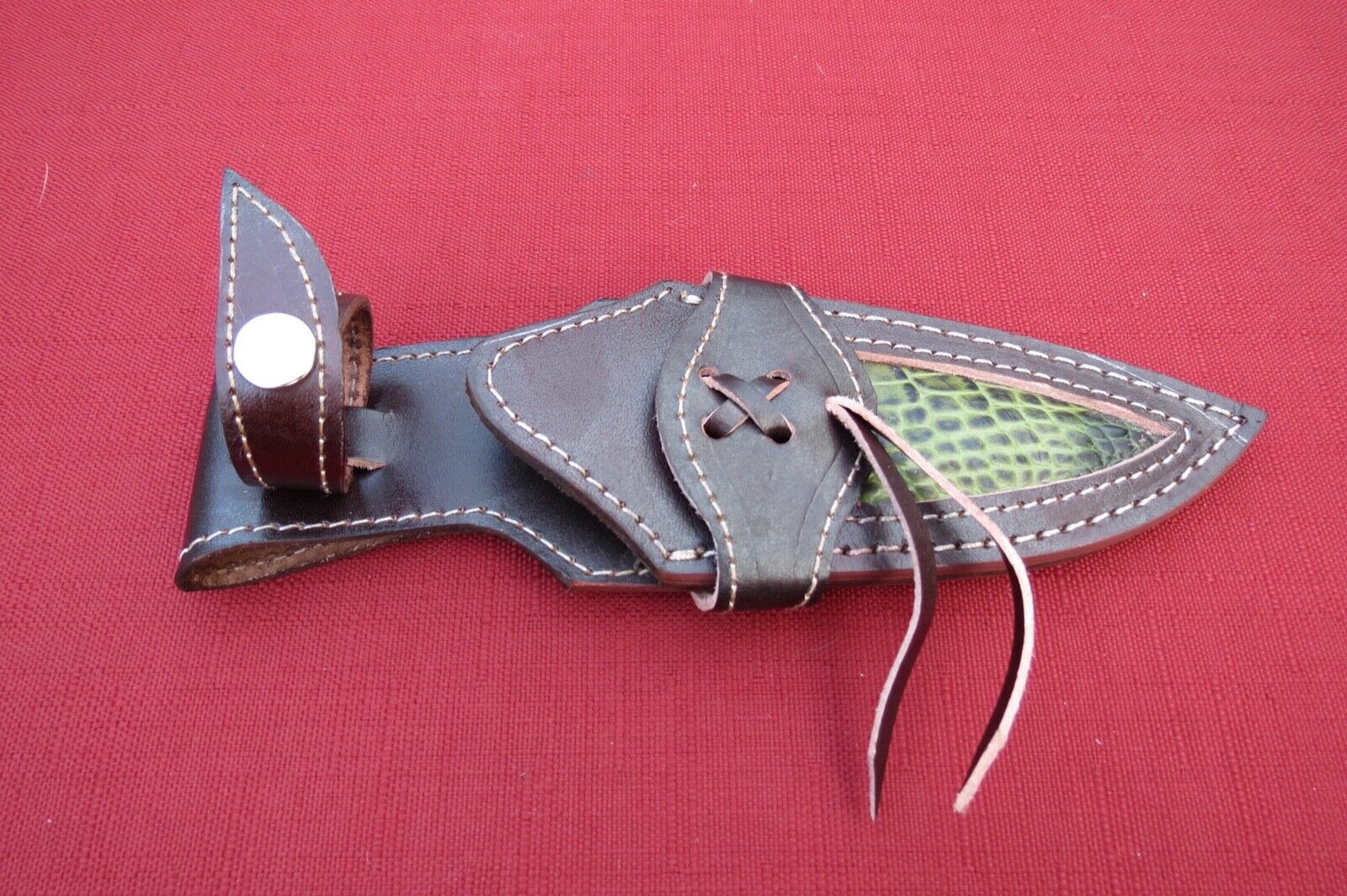 Decorative open top Leather knife sheath artificial snake skin (Sheath only) 