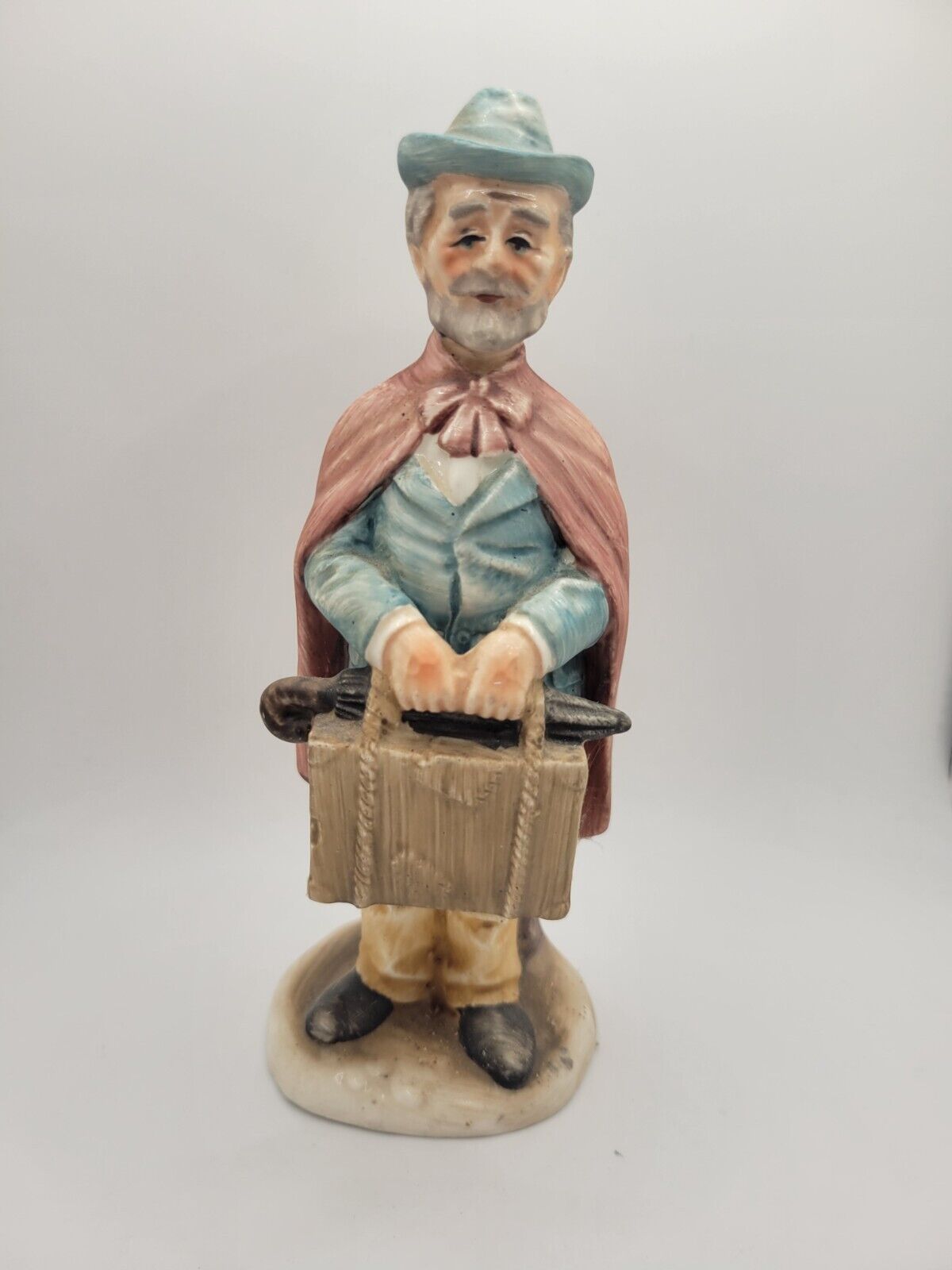 VTG Norleans Japan Old Man with Luggage & Umbrella Hand Painted Figurine