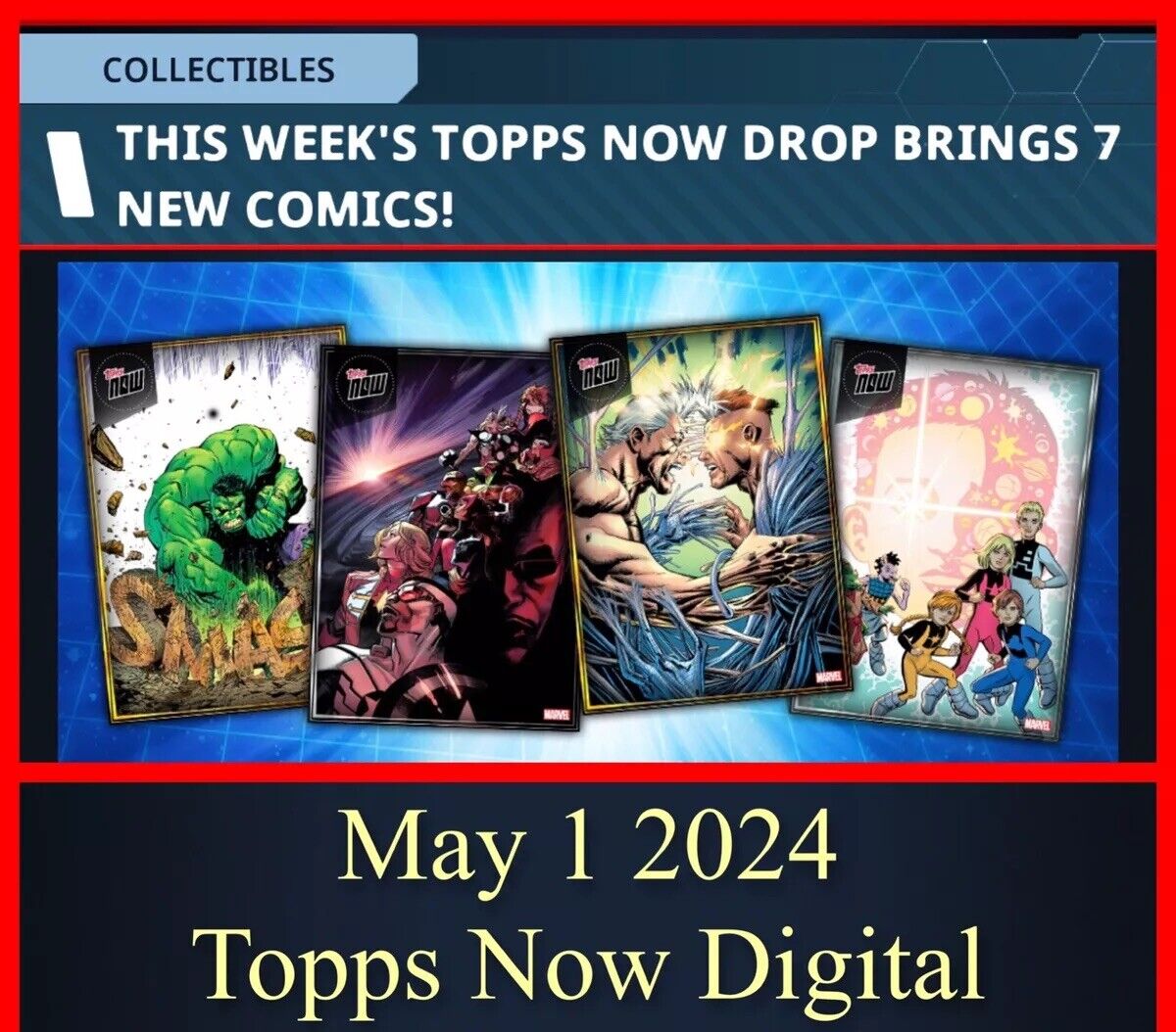 TOPPS MARVEL COLLECT TOPPS NOW MAY 1 2024 SILVER ONLY 7 CARD SET