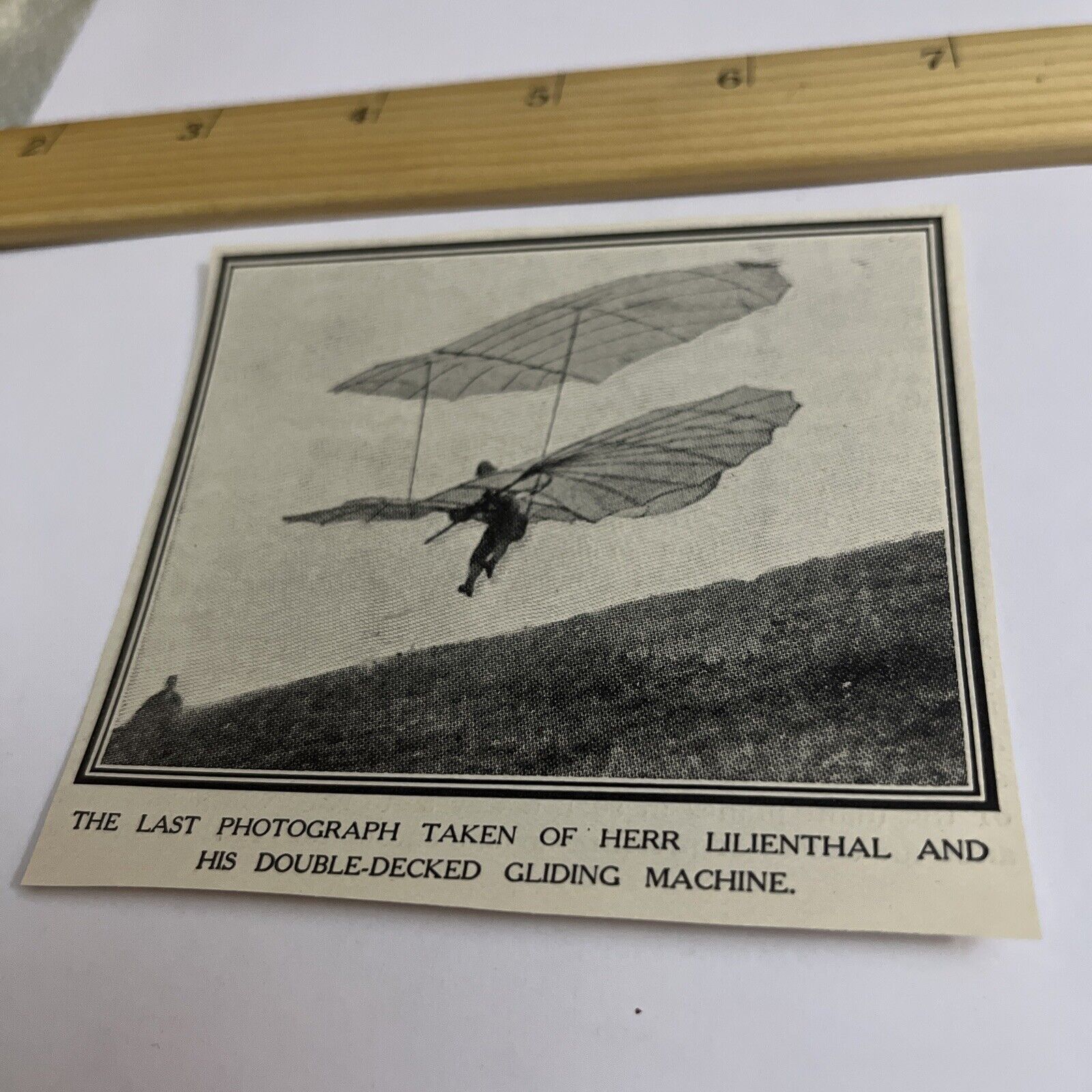 Antique 1909 Image: Last Photograph of Herr Lilienthal & His Gliding Machine