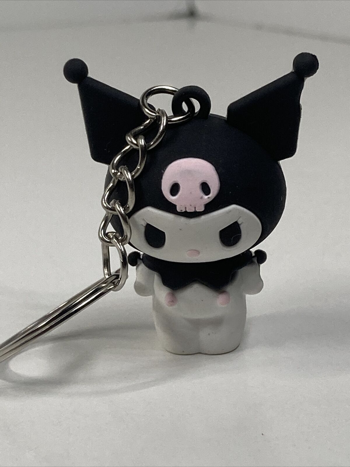 Sanrio Kuromi 2” Figurine Keychain Bag Charm Black and White Pink Skull NEW