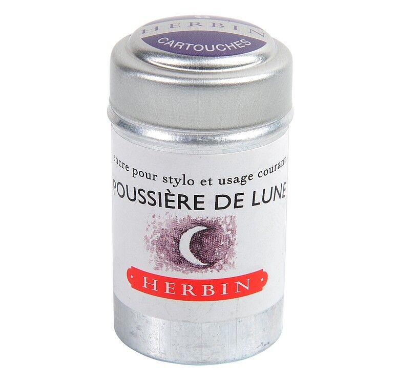 J. Herbin Fountain Pen Ink Cartridge Poussière de Lune Moondust Purple 6 Refills