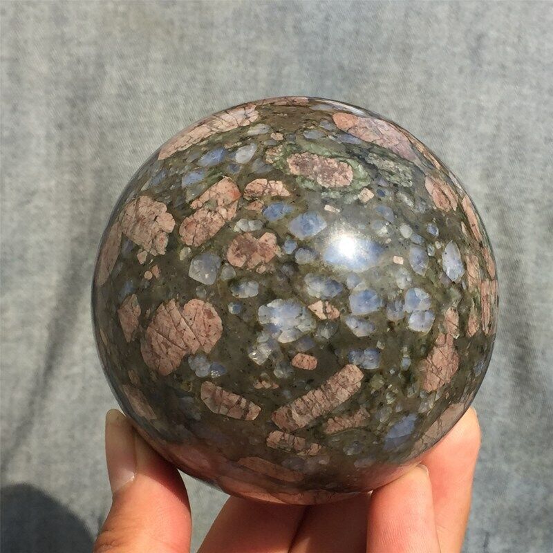 810g Natural Rhyolite Quartz Sphere Energy Ball Crystal Reiki Healing Gem Decor