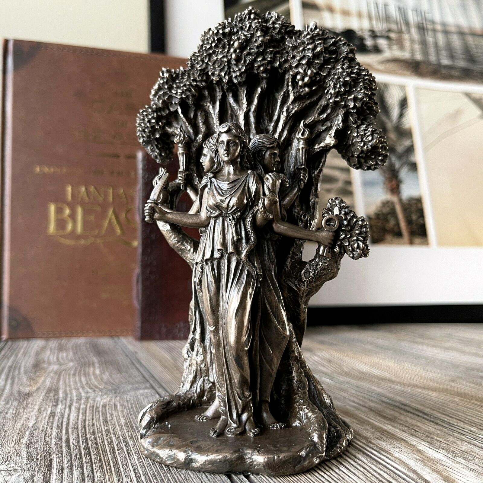 Triple Moon Goddess Of Magic Hecate Cold Cast Bronze Statue Sculpture Art Décor