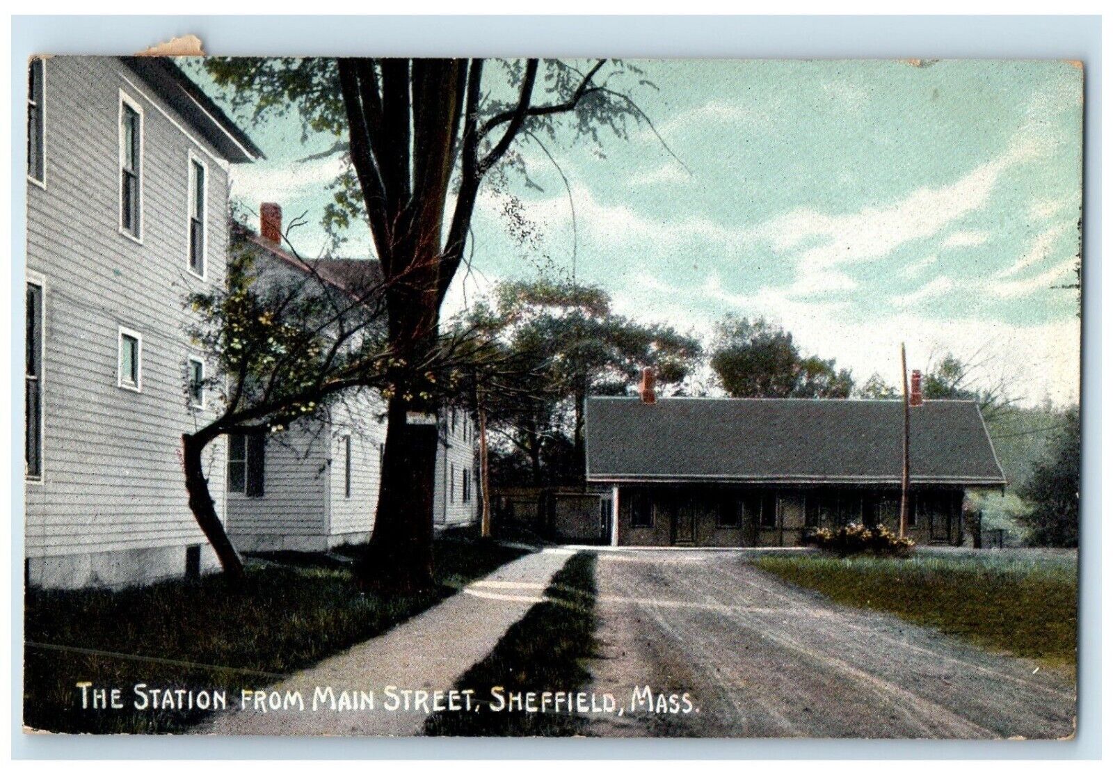 1907 The Station From Main Street Sheffield Housatonic Massachusetts MA Postcard