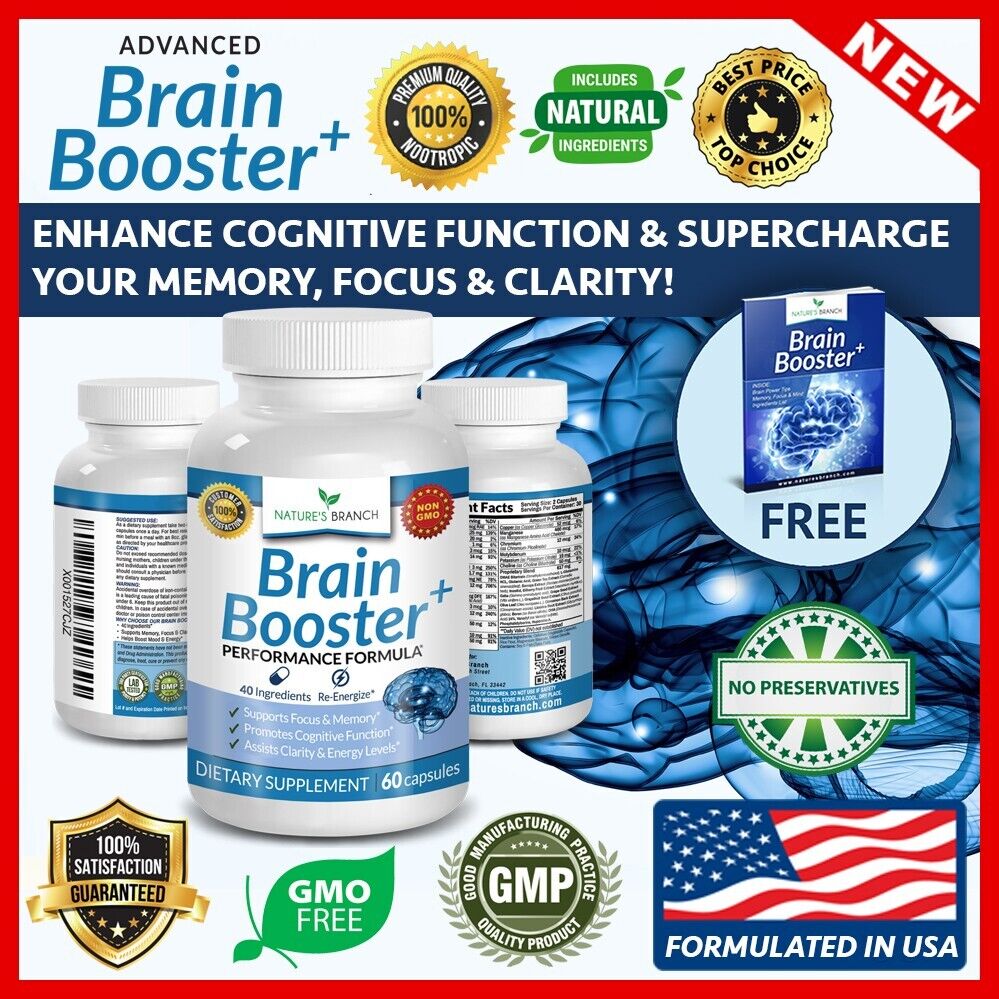 ADVANCED Brain Booster Supplement Memory Focus Mind & Clarity Enhancer USA Made