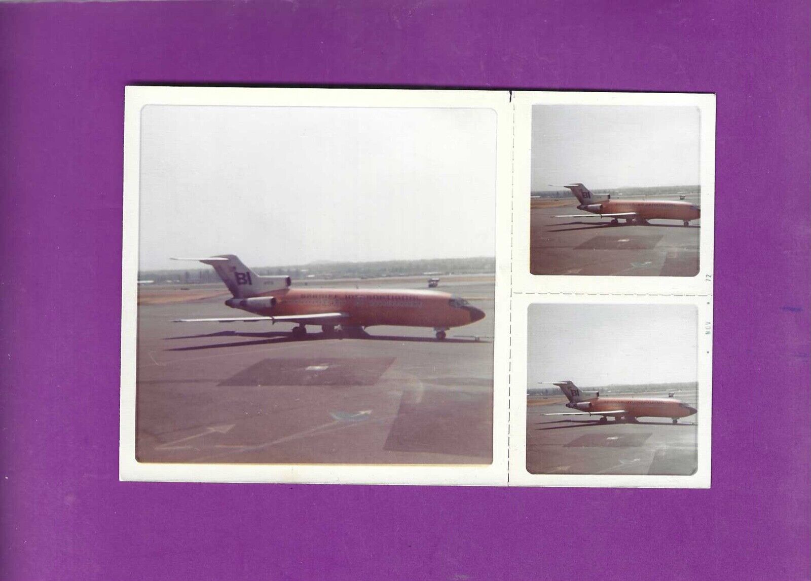 60s Braniff Airways.orange 727  instant photo type cards 4\