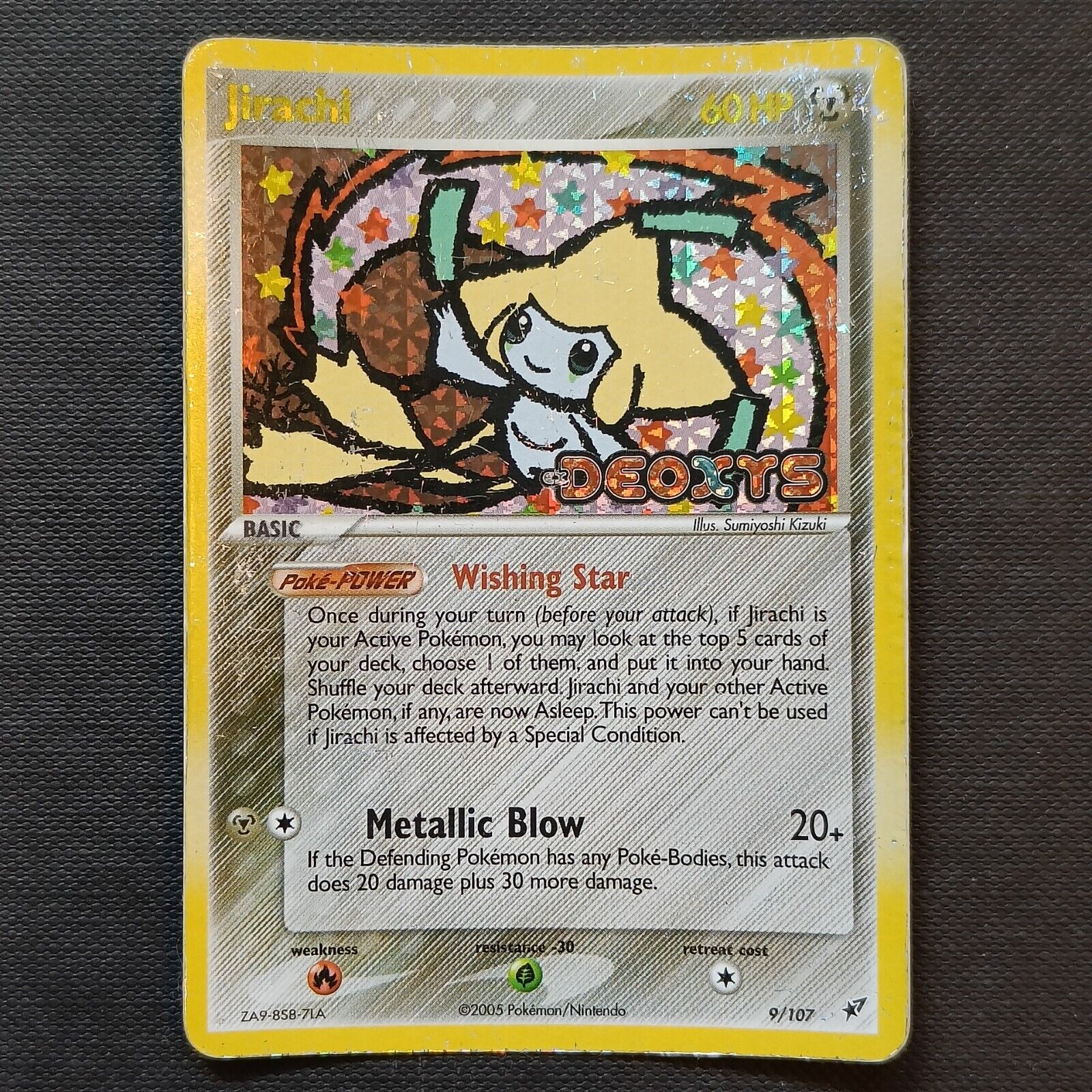 Pokemon Card Jirachi Reverse Holo STAMPED ENG EX Deoxys 9/107 Rare Vintage 2005