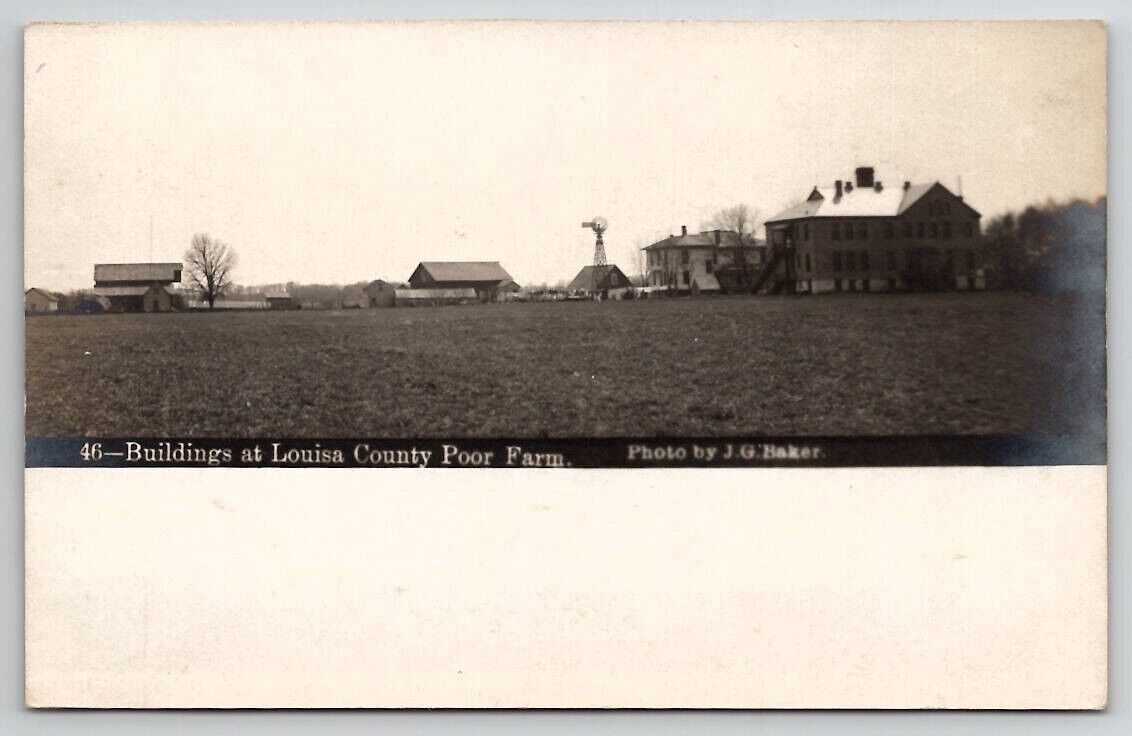 Wapello IA Buildings At Louisa County Poor Farm RPPC Windmill Barns Postcard W25