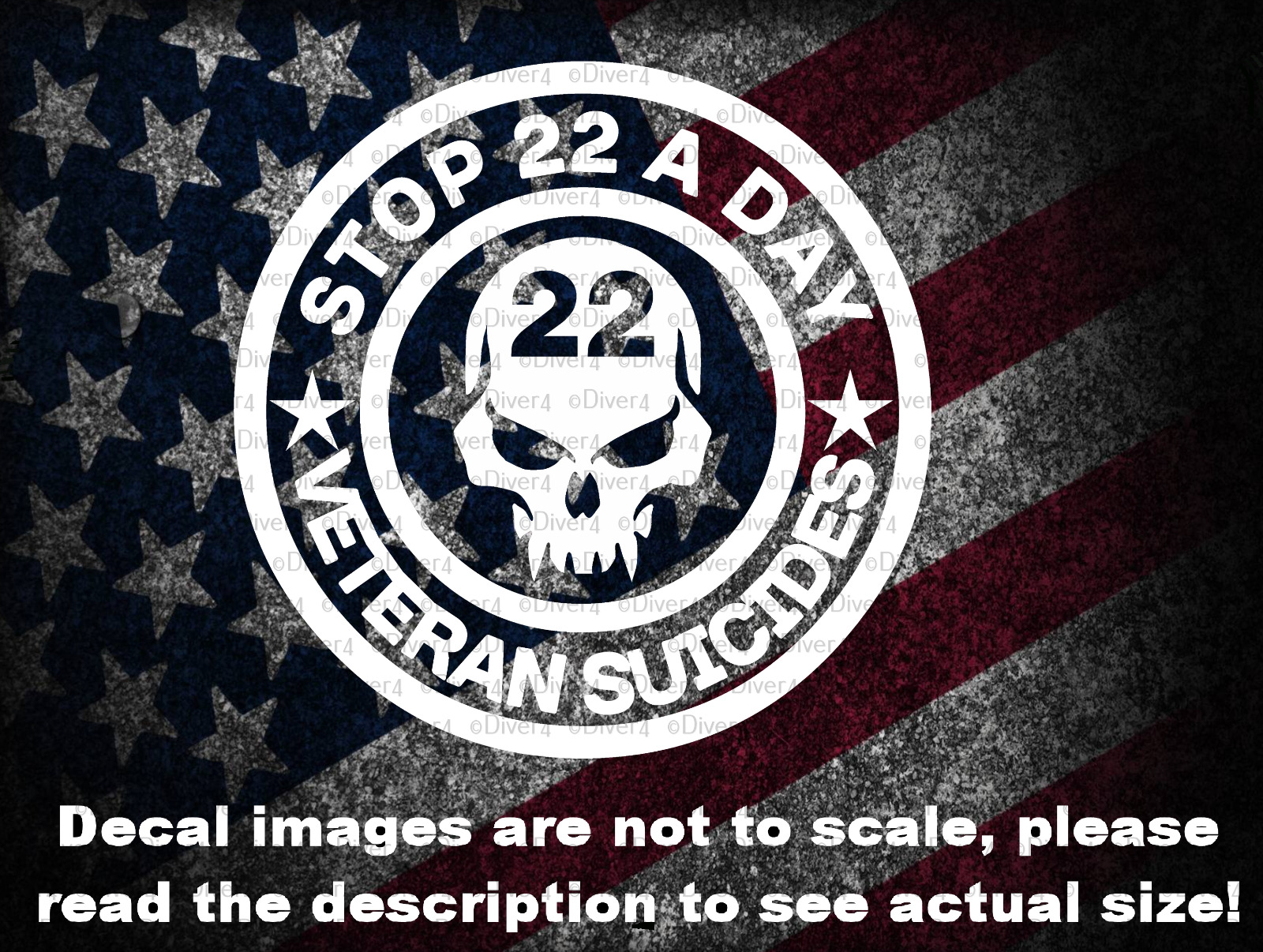 Stop Veterans Suicide Awareness 22 A Day Window or Bumper Sticker Vinyl Decal