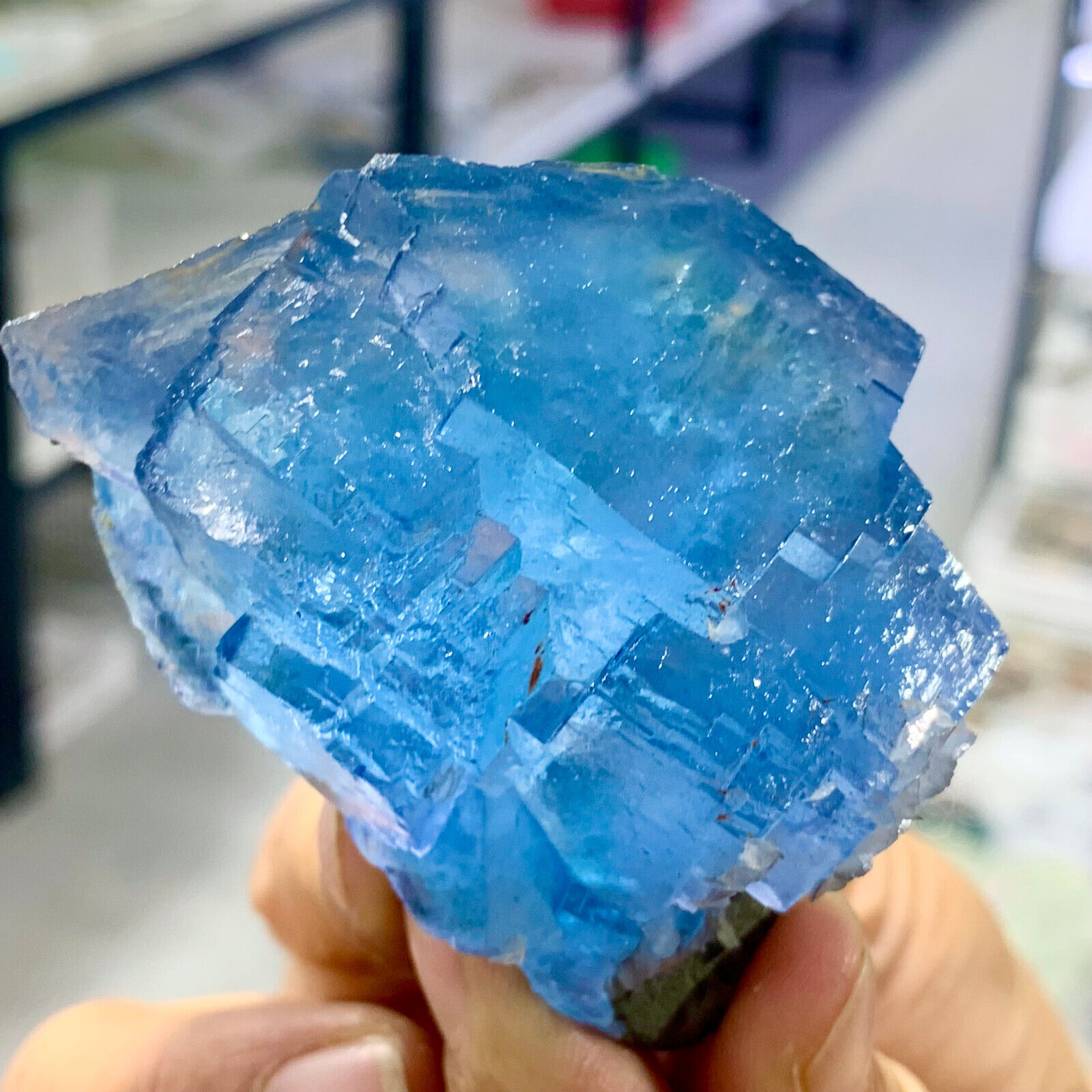 131G Natural Rare transparent blue cubic fluorite mineral crystal sample/China
