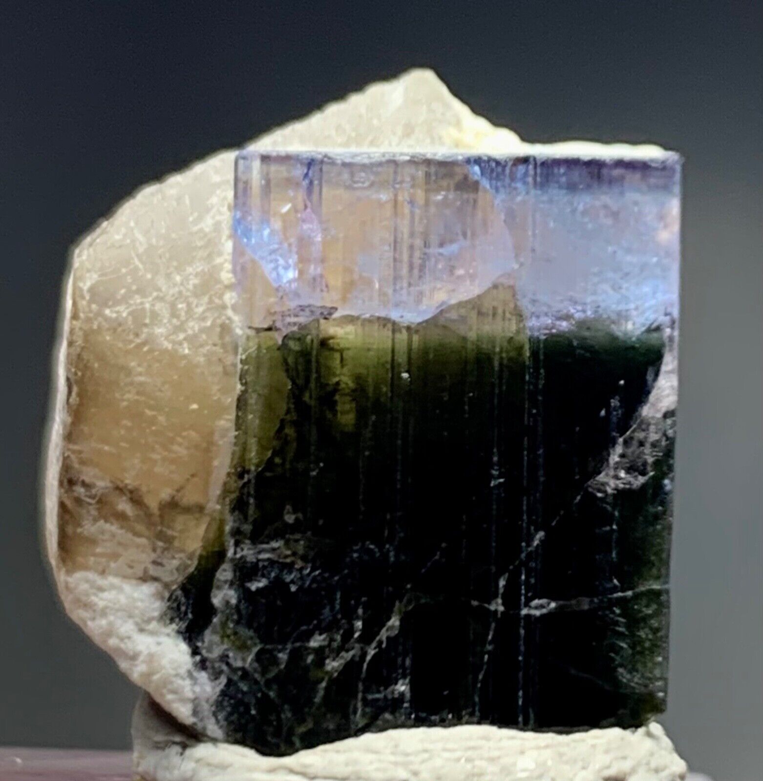 23 Carat Bi Colour Tourmaline Crystal With Quartz Specimen From Afghanistan