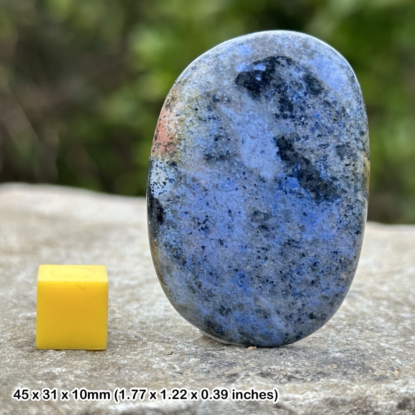 Dumortierite palm worry stone for patience and emotional balance