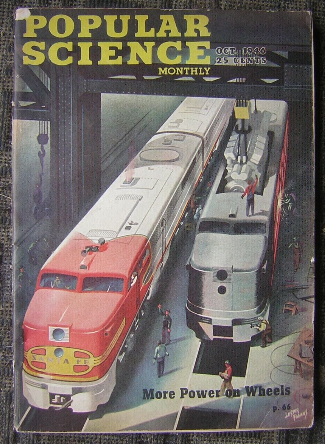 10/1946 Popular Science Monthly - \'More Power On Wheels\' - Sante Fe Trains Cover