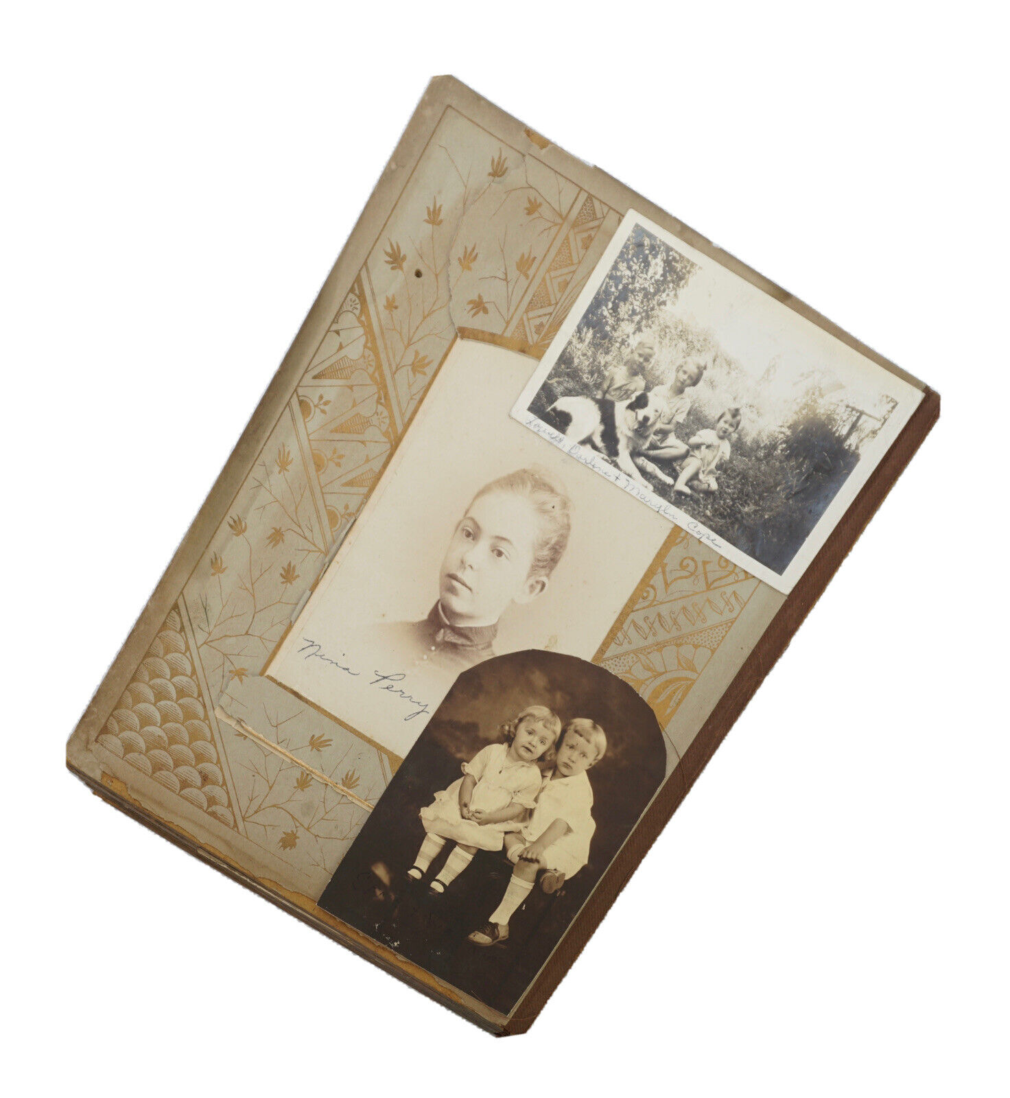 Antique Family Photo Album (Lot of 45) 10”x8” Fair/Fragile Condition