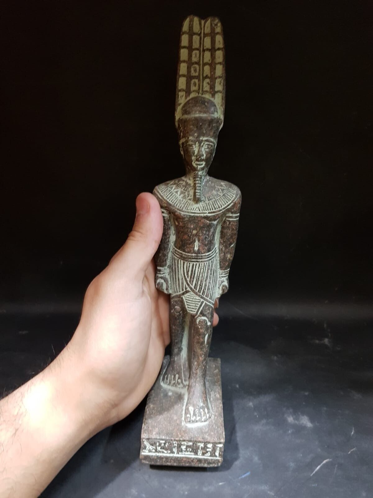 ANCIENT EGYPTIAN ANTIQUITIES Statue Of Amun Ra With Hieroglyphics God of Air BC