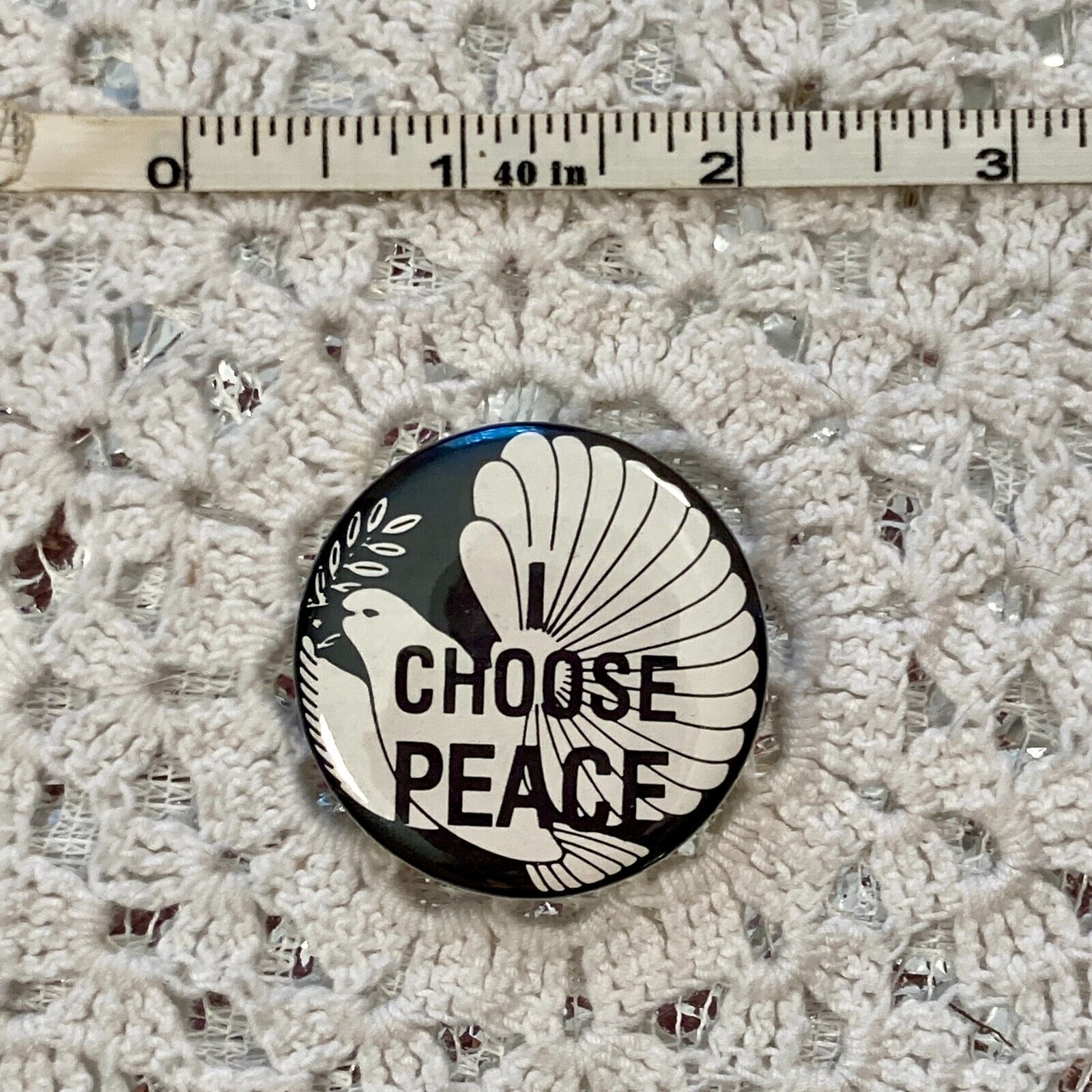 I CHOOSE PEACE Vintage Political Pin Dove Anti-War Political Pinback Button RARE