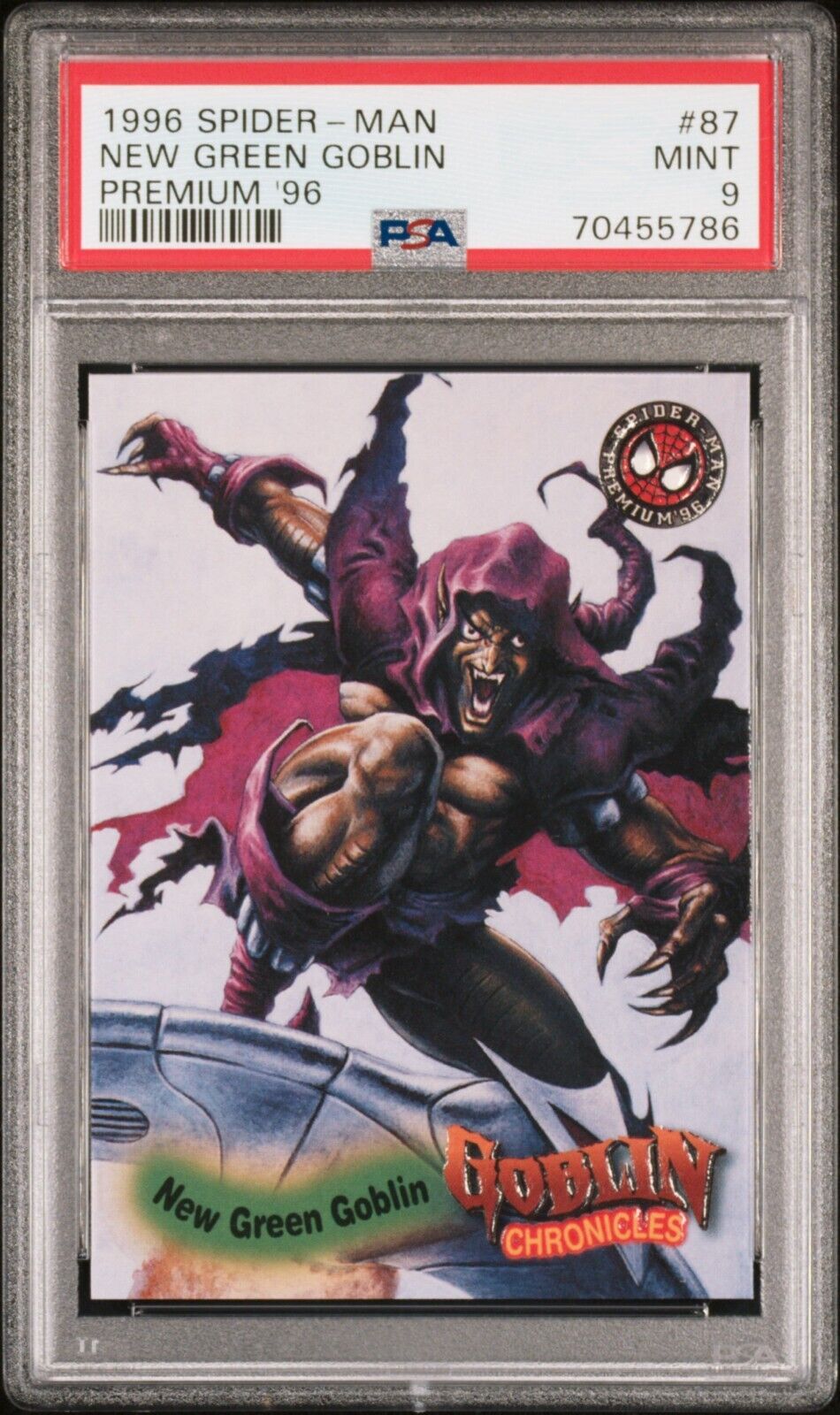 1996 Spider-Man Premium Eternal Evil New Green Goblin #87 PSA 9 Mint