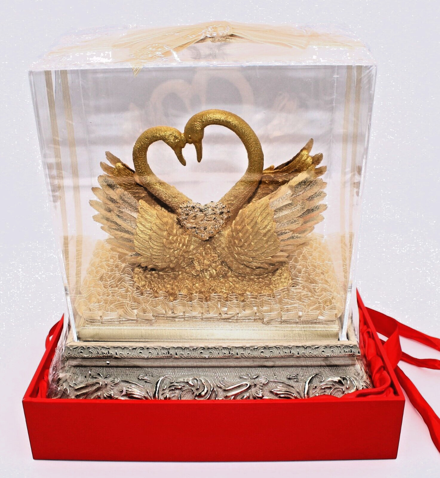 3D Gold Leaf Art,Gold Swan Love and Prosperity GDTC Certified Feng Shui Figurine