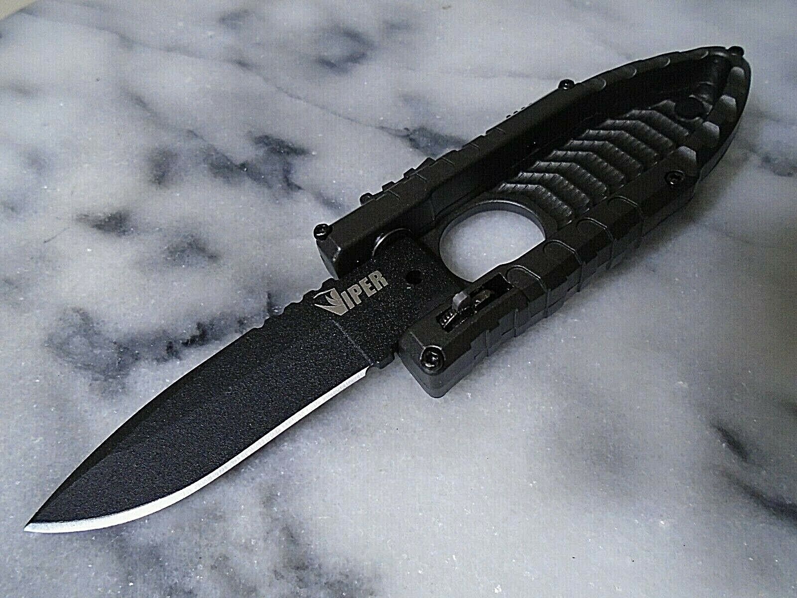 Schrade Viper Side Assisted Open Pocket Knife 4034 SS Slide Lock Black Folder