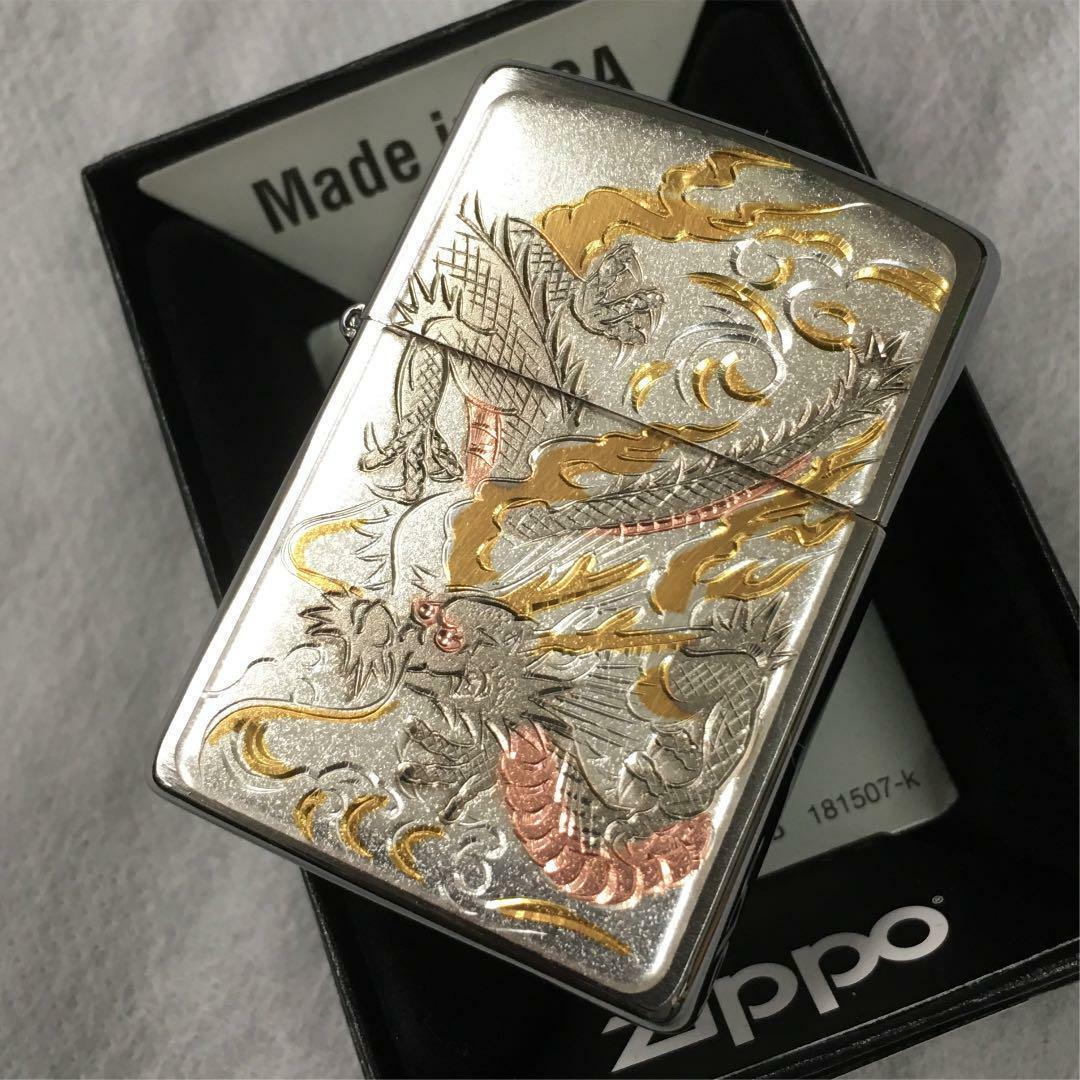 Zippo Dragon Electroformed Plate Silver Processing Ryu Cool Lighter Japan New