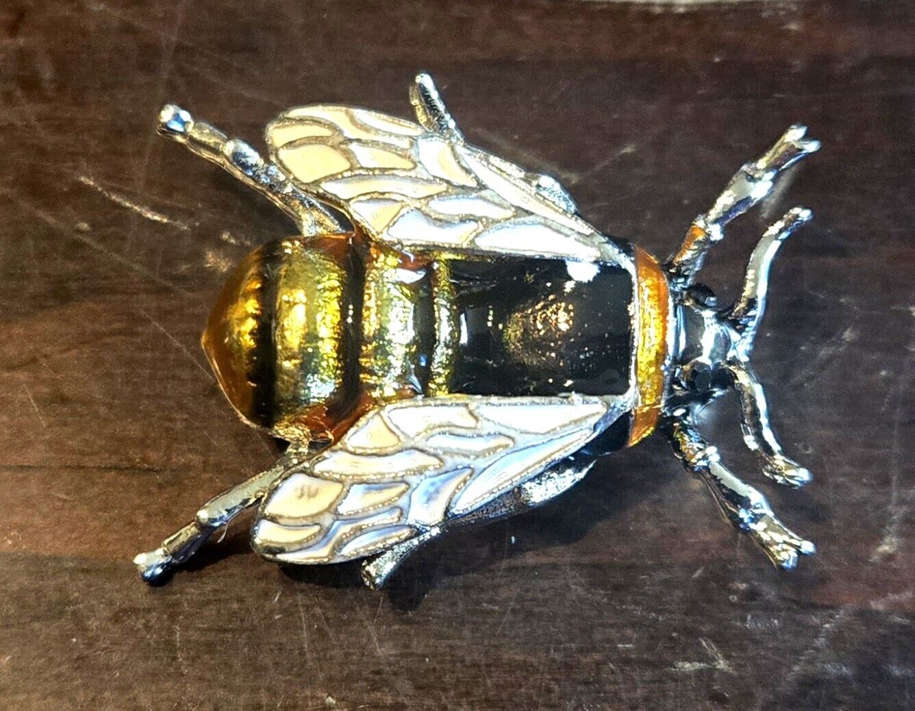 New Silver Enamel Bumble Bee Brooch Pin Charm Figurine