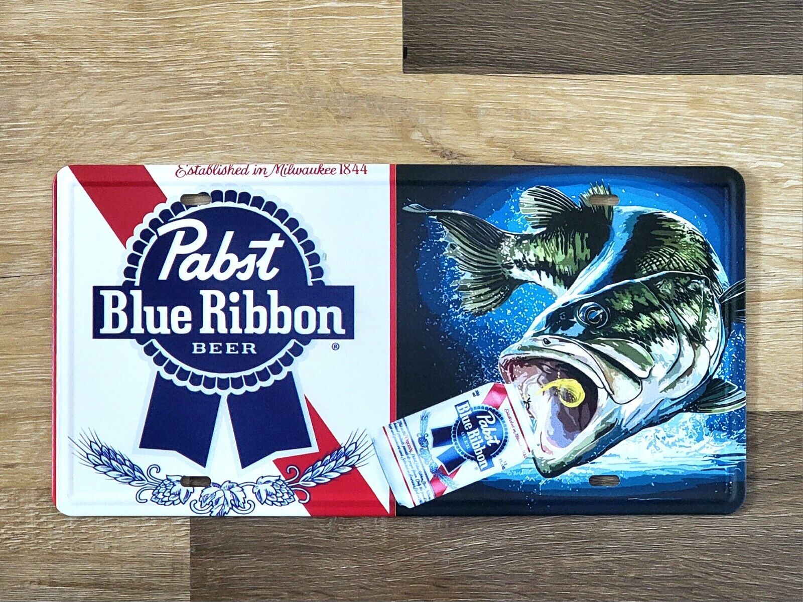 Pabst Blue Ribbon Cold Beer  Metal Sign Pbr Fishing Sign Mancave Garage Bar Beer