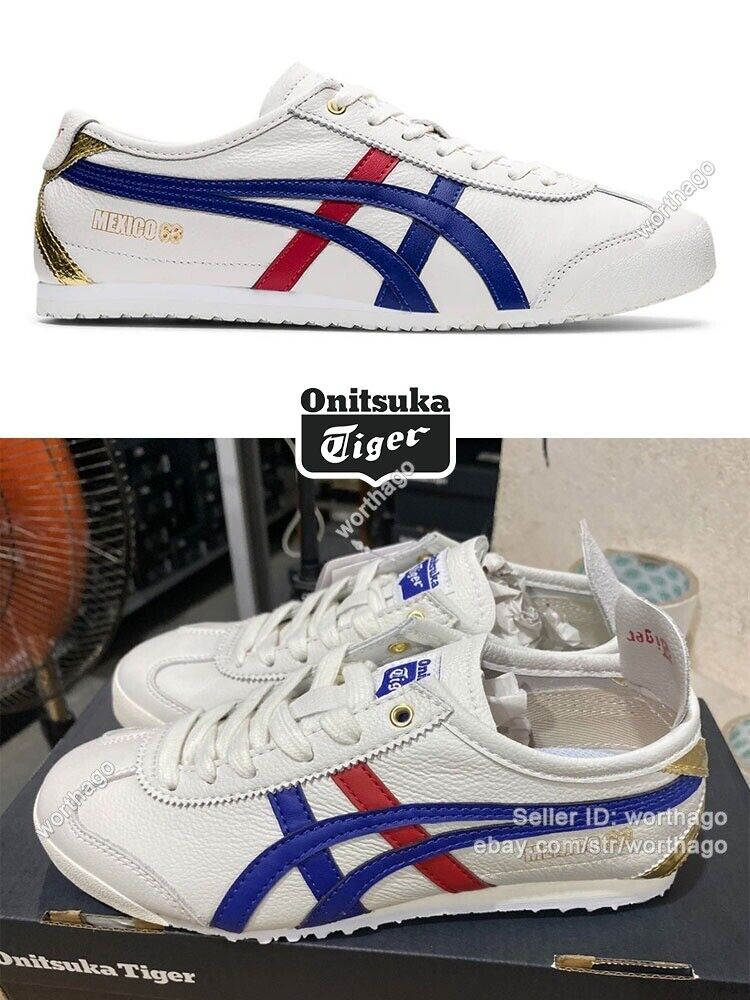 New  Onitsuka Tiger MEXICO 66 Classic White/Dark Blue Sneakers D507L-0152 Shoes