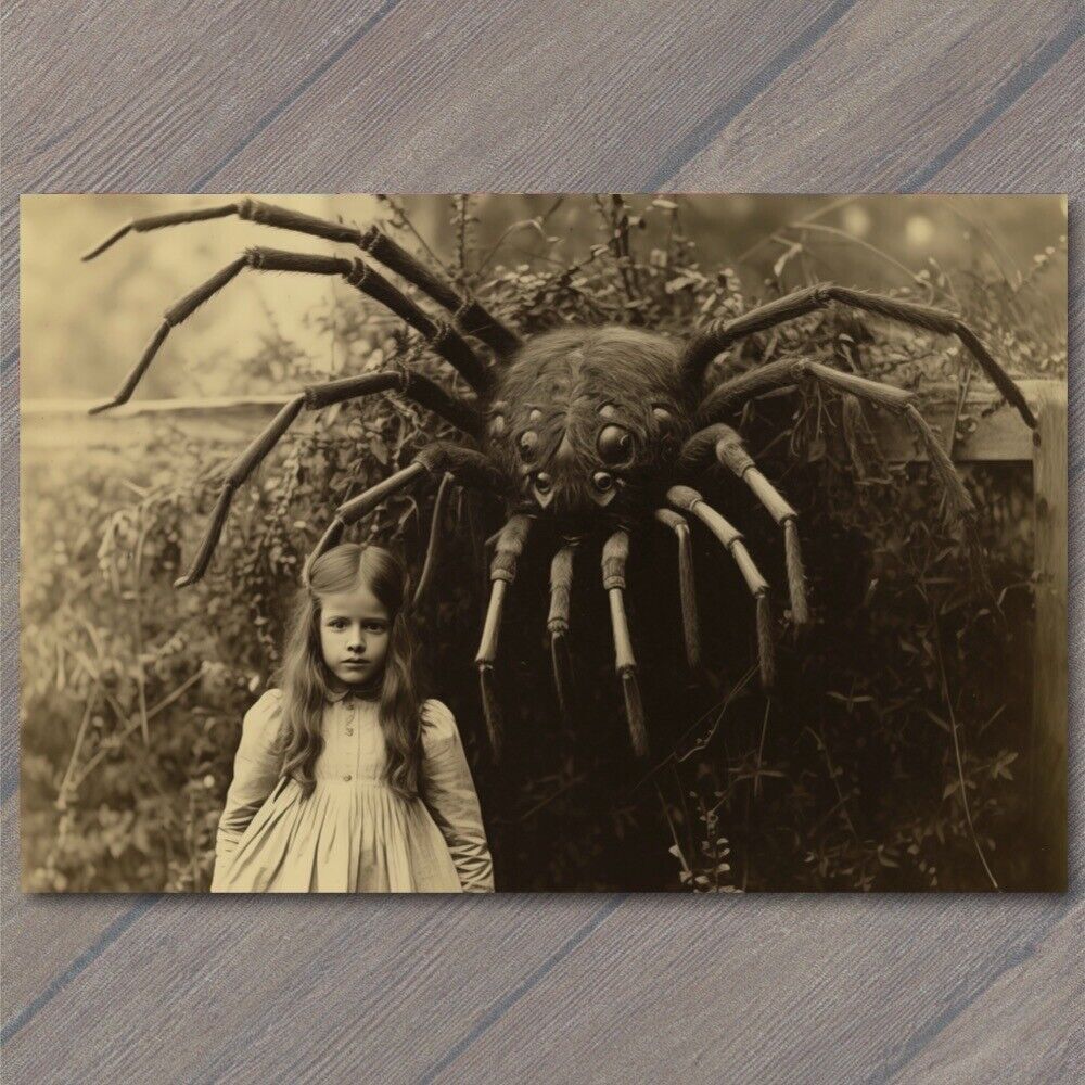 POSTCARD: Creepy Weird Eerie Unreal Spider Young Girl Arachnid Minion 🕷️💀 H
