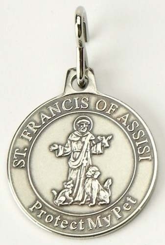 St. Francis of Assisi Protect My Pet Saint Medal Dog Cat Nickel Finish Catholic