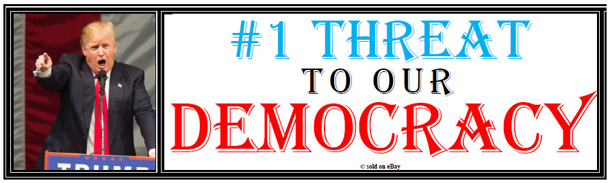 anti Trump: #1 THREAT TO OUR DEMOCRACY political bumper sticker