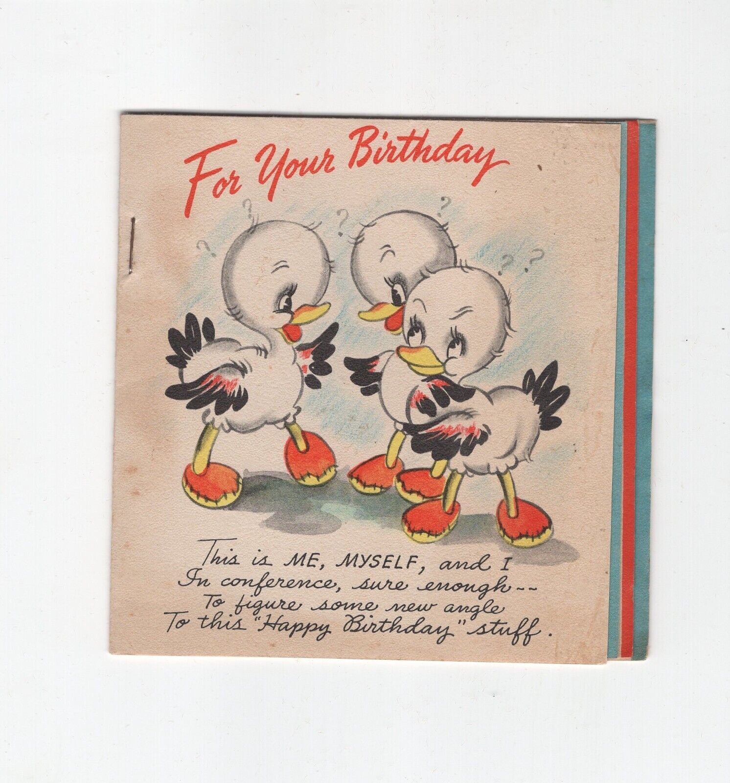 Hallmark Vintage   Anthropomorphic   Ducklings Birthday Card  1944