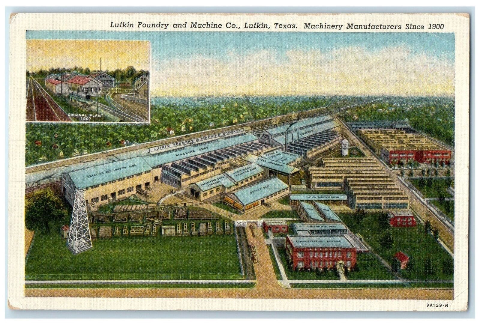 c1940's Lufkin Foundry & Machine Co. Machine Factory Lufkin Texas TX Postcard